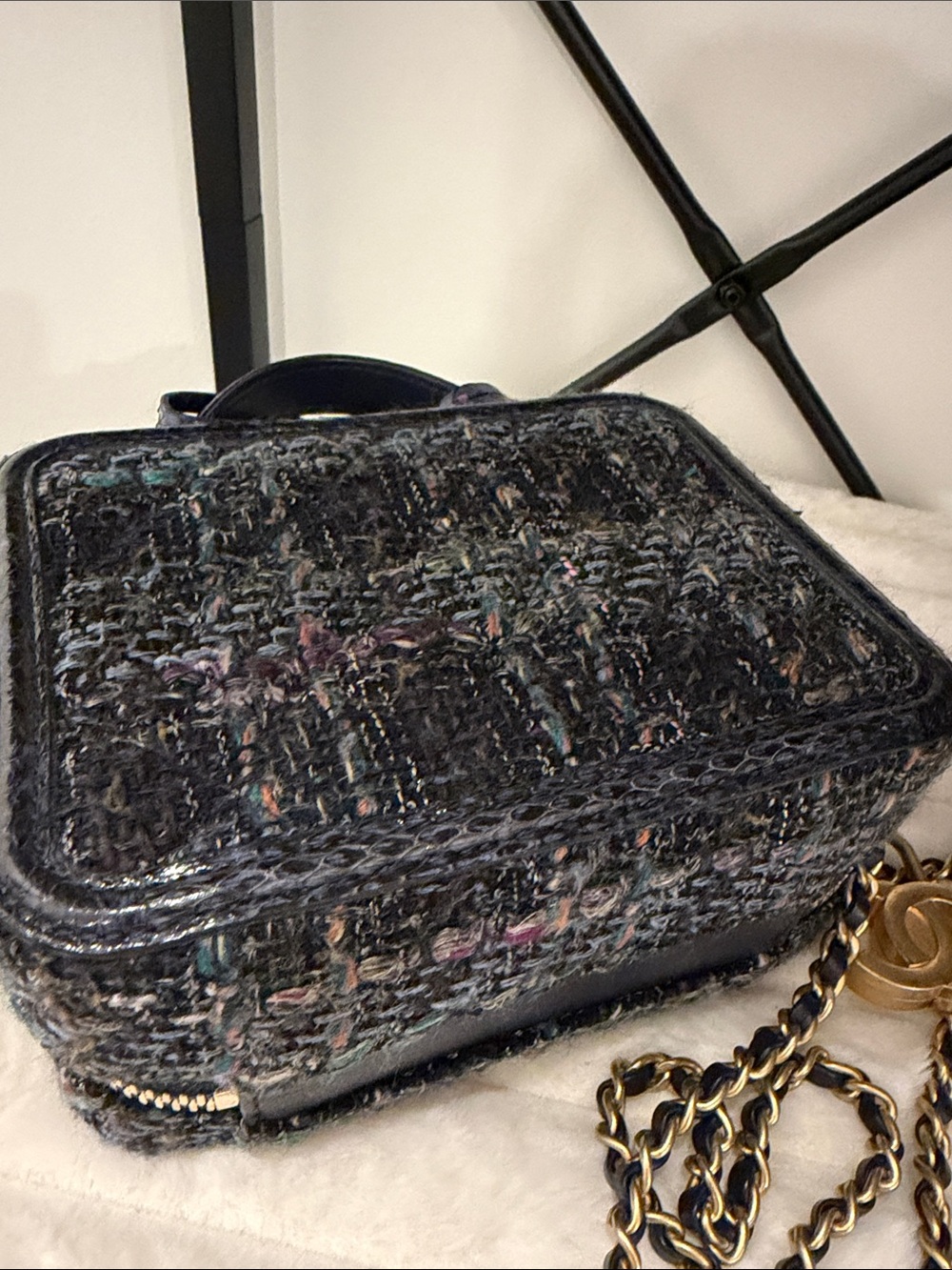 Chanel Black Tweed and Snakeskin Mini Bag - Picture 7 of 7